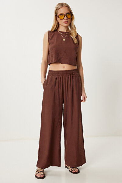 Lovelyİstanbul Set pantaloni bluză cu detaliu de șireturi MARO LRV0104