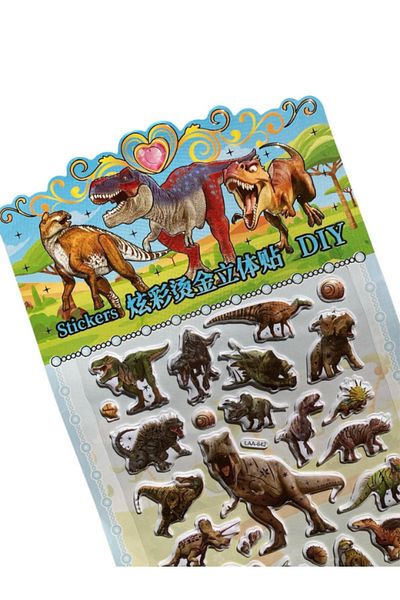 Pembe Pasaj Dinosaur Sticker - Embossed Sticker for Kids