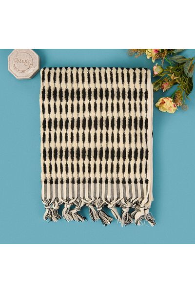 ASPARTAM Soft Greta Face Towel - Ecru / Black - 50X90 cm
