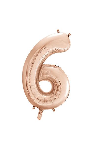 tedaks 1 Piece 34 Inch 85 cm Rose Gold Foil Balloon Helium Balloon 6 Year Old Balloon 6 Number Balloon