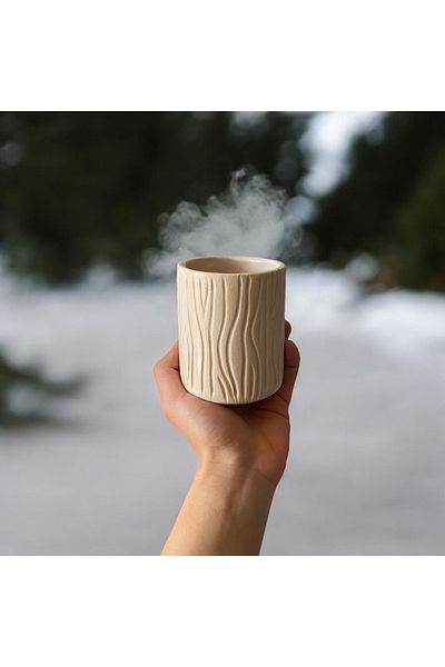 FSclayArt Ceramic Handmade Cup with Tree Pattern