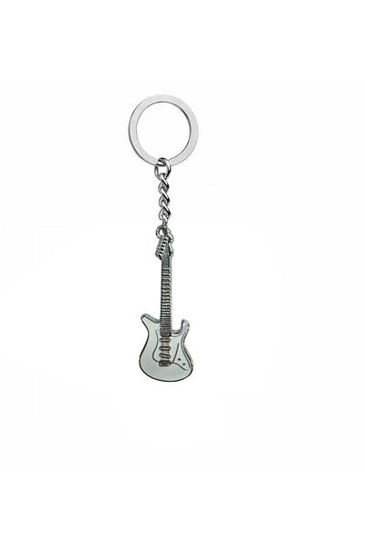 Herşey Nota Electric Guitar Figured Metal Keychain – Unisex Music Themed Accessory