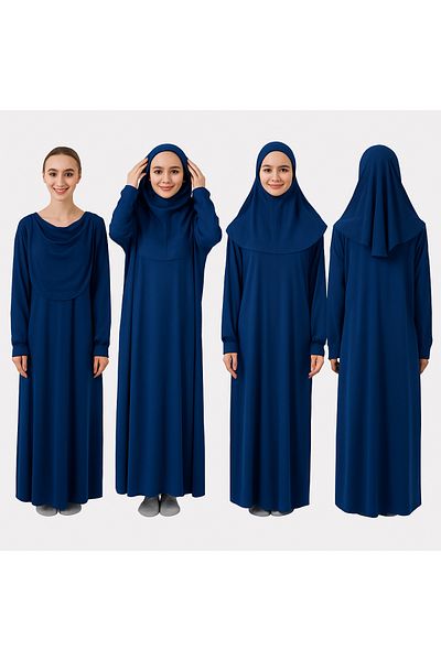 ZEHRANAZ NAMAZ ELBİSESİ Prayer Dress (Light Navy Blue)