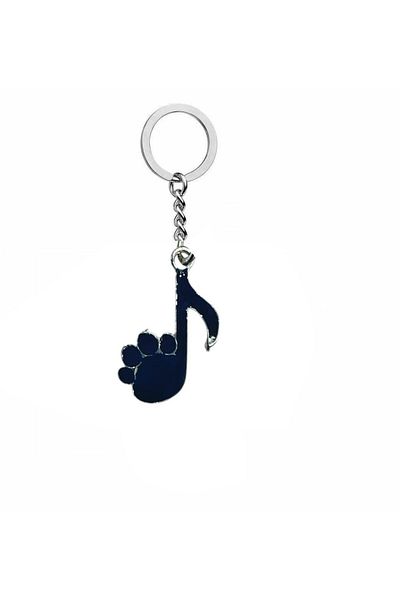 Herşey Nota Left Hand Key Black Paw Figured Metal Keychain – Unisex Music and Animal Themed Accessory
