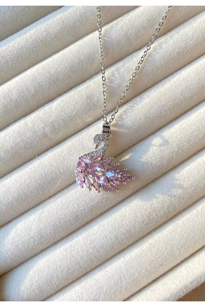 Trend aksesuar Kuğu Model Çelik Gümüş Kolye Kararmaz