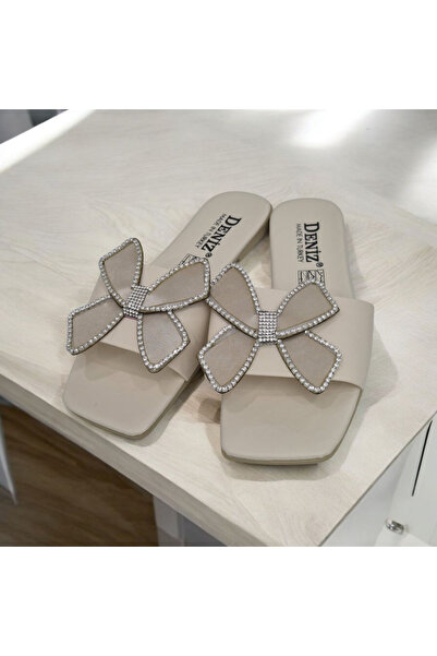 Moda fiesta Summer Women's Stoned Stylish Slippers - Bow Model