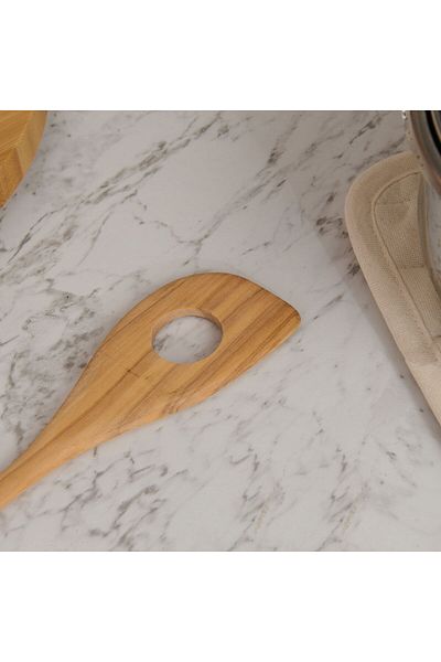 MATMEL Olive Tree Large Hole Spatula - Light Brown - 30 cm