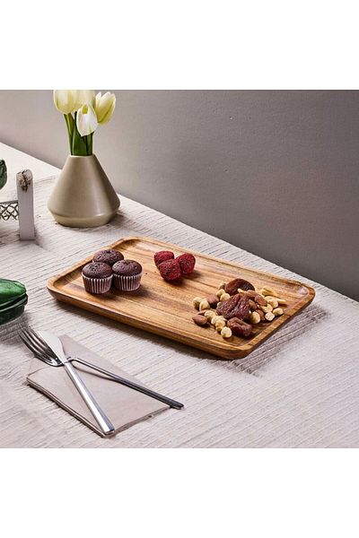 MATMEL Morry Akasya Rectangular Presentation Plate - Brown - 20X30 cm