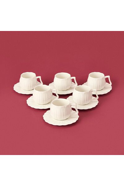 MATMEL Papatya 12 Piece Porcelain Coffee Cup Set - White