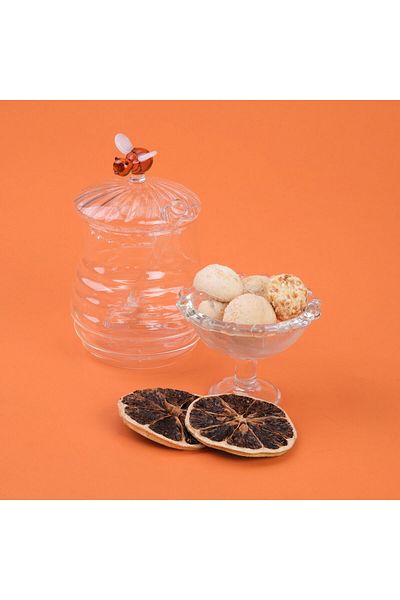 ASPARTAM Kitchen Borosilicate Glass Honey Jar and Spoon - Transparent - 260 ml