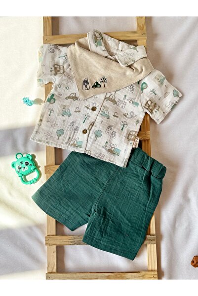 HEPSİ BEBEK طقم صيفي للأطفال مكون من 3 قطع من قطن الموسلين العضوي بنسبة 100% ...