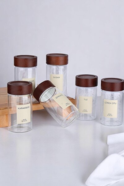 Mirilliahome مجموعة من 6 أوعية بهارات من زجاج البورسليكات مع غطاء أكاسيا – 30...