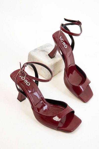 SOHO Claret Red Patent Leather Women's Classic Heeled Shoes 20612