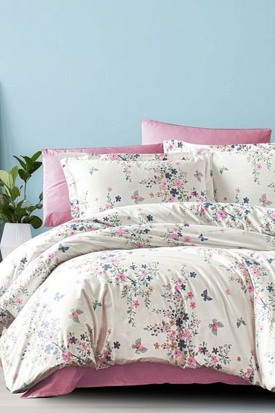 Faiend Cotton Double Duvet Cover Set with Fade-Resistant Anti-Fluffy Fitted Sheets