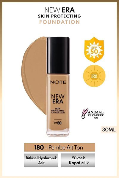 NOTE New Era Skin Protecting Spf 50 - Moisturizing and Hyaluronic Acid Foundation 180 Dark Honey