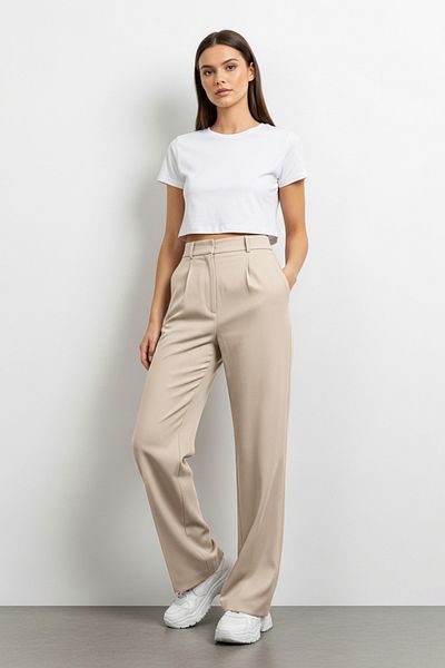 Trendyol Collection Rovně střižené široké plisované kalhoty - Twoss21Pl0155