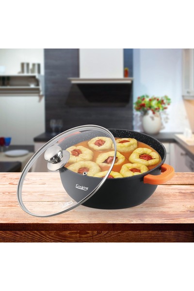 Cooking by Heinner CAST ALUMINUM SAUCE + LID, 32 CM X 14.5 CM, 10 L, DARK LINE