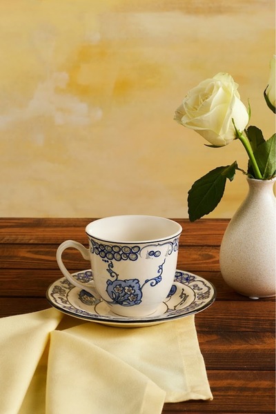 Karaca x Ömür Akkor İznik Hatai Çay Fincanı ve Tabağı 200 ml