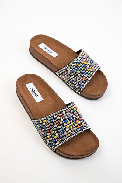 SOHO Papuci negri-multi pentru femei 20659