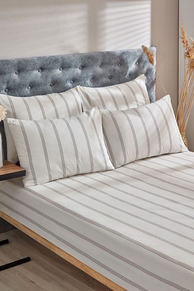 Trendyol Collection Double Elastic Yarn Dyed Sheets & 2 Pillowcases Set