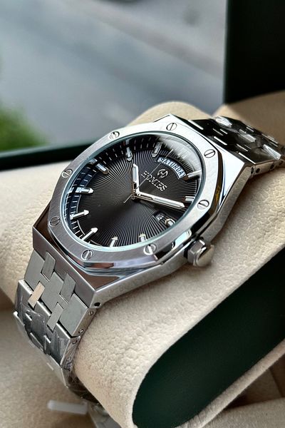 Homies Men's Wrist Watch Steel Band with Calendar and Day Display Waterproof Bracelet Gift.