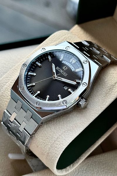 Homies Men's Wrist Watch Steel Band with Calendar and Day Display Waterproof Bracelet Gift.