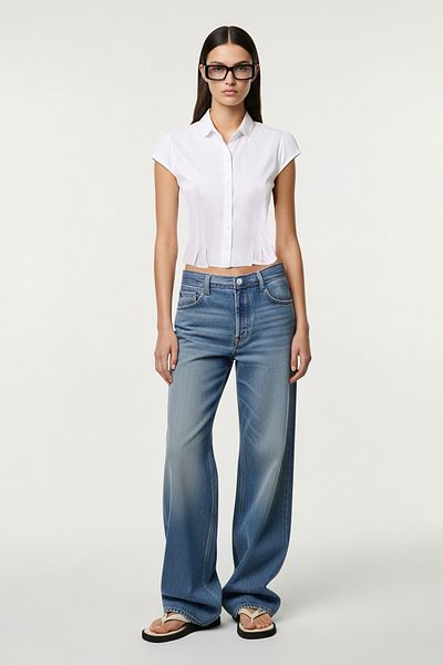 Trendyol Collection White Fitted Poplin Shirt Shirt Twoss25Go00168