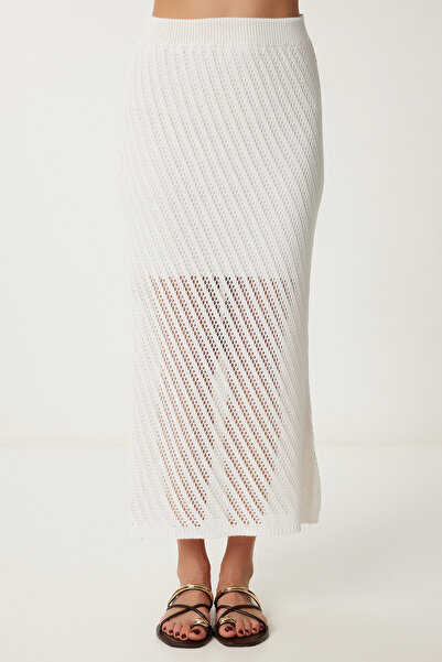 Happiness İstanbul Damen-Sommer-Strickanzug mit Knochenmuster, leicht und durchsichtig, NF00086