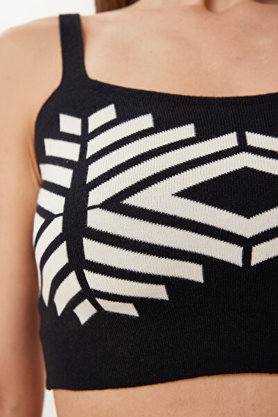 Happiness İstanbul Women's Black Patterned Seasonal Knitwear Suit Us00982