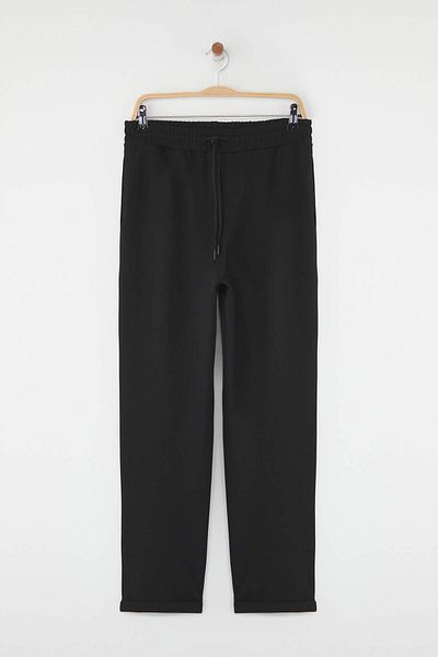 Trendyol Collection Black Regular Fit Knitted Flexible Comfortable Waist Tie Elastic Double Leg Pants Tmnaw25Pl00002