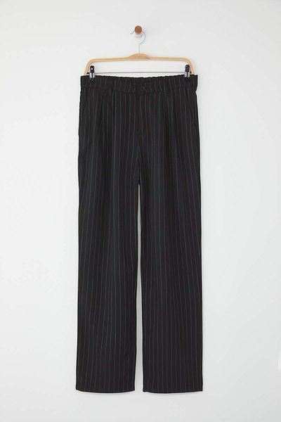 Trendyol Collection Black Striped Pleated Classic Baggy Fit Fabric Pants Tmnss24Pl00024