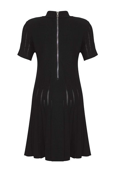Trendyol Collection Black Mercerized Look Plain Mini Polo Neck Ribbed Knitwear Dress Twoaw26El00002