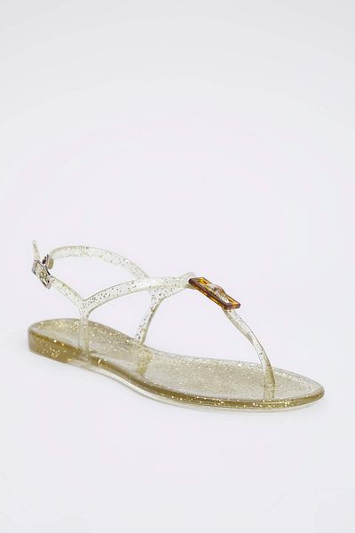 TRENDYOL SHOES Zlaté želé žabky dámské sandály TAKSS25SD00065