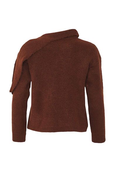 Trendyol Collection Brown Shawl-Detailed Knitwear Sweater