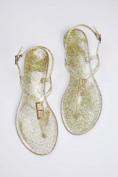 TRENDYOL SHOES Zlaté želé žabky dámské sandály TAKSS25SD00065