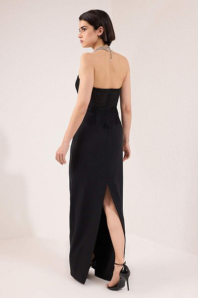 Trendyol Collection Black Lace Detailed Maxi Woven Graduation Evening Dress Tprss25Ae00183