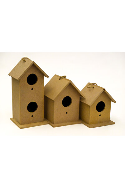 tahtavibe Kuş Yuvası,Kuş Evi,Ahşap Hediyelik Eşya,El Emeği,3lü Takım(ÜÇLÜ),Boyanmaya Uygundur