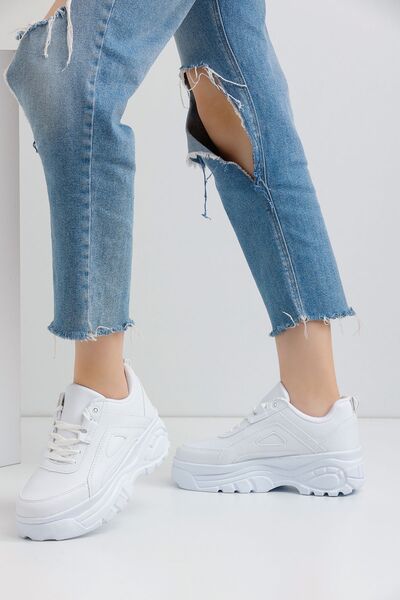 Devida Women's White Sports Shoes 6 cm High Comfortable Air Sole Daily Sneaker Gx401