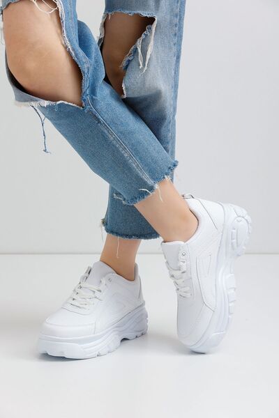 Devida Women's White Sports Shoes 6 cm High Comfortable Air Sole Daily Sneaker Gx401