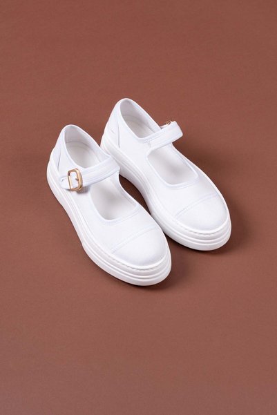 MERETTO By Akıl Vesna Linen Buckle Detailed Elastic Shoes
