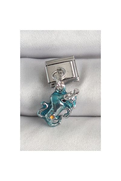 Marsilyan 316L Steel Silver Color Hanging Blue Bull Model Nomination Charm - Tj-Bc1378