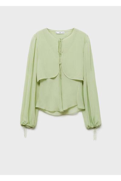 MANGO Woman Kombineli bluz fiyonk detaylı