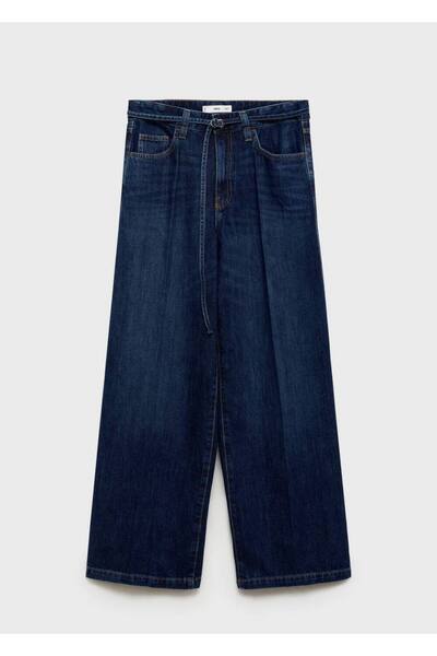MANGO Woman Široké džíny s páskem