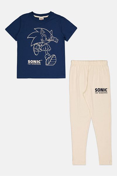 Sonic Kids Boy 2 Pieces Graphic Print Pajama Set, Multicolor