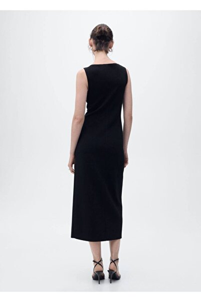 MANGO Woman Kayık yaka örgü elbise
