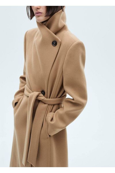 MANGO Woman Belted Manteco Wool Coat