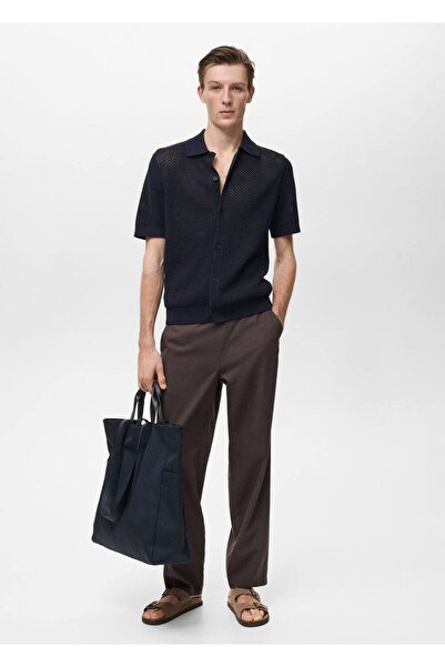 MANGO Man Openwork Knitted Cotton Shirt