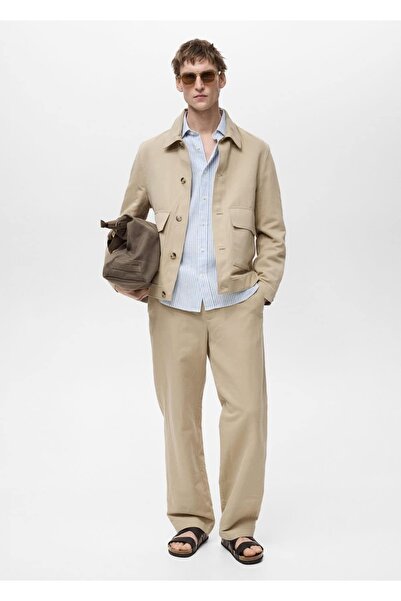 MANGO Man Linen Blend Regular Fit Trousers