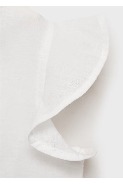 MANGO Baby Μπλούζα με βολάν σε λινό μείγμα