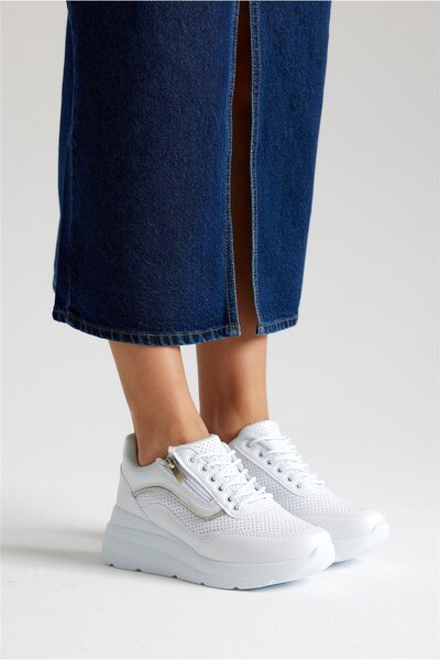 Alphus Flet Wedge Sole Zippered Casual Women's Sports Shoes